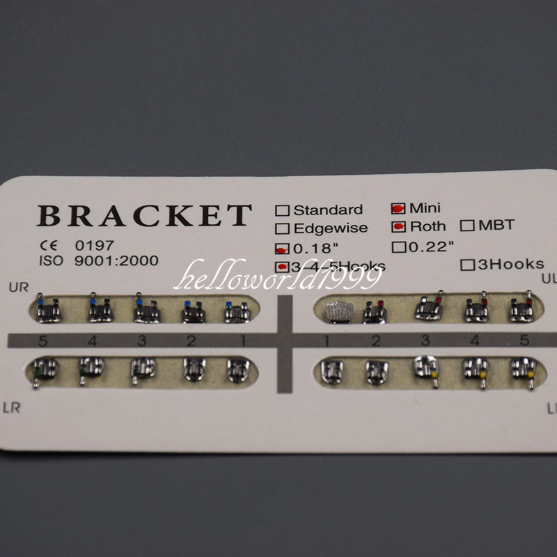 5 Packs Dental Metal Brackets Braces Mini Roth .018 Slot 3-4-5 Hooks Orthodontic