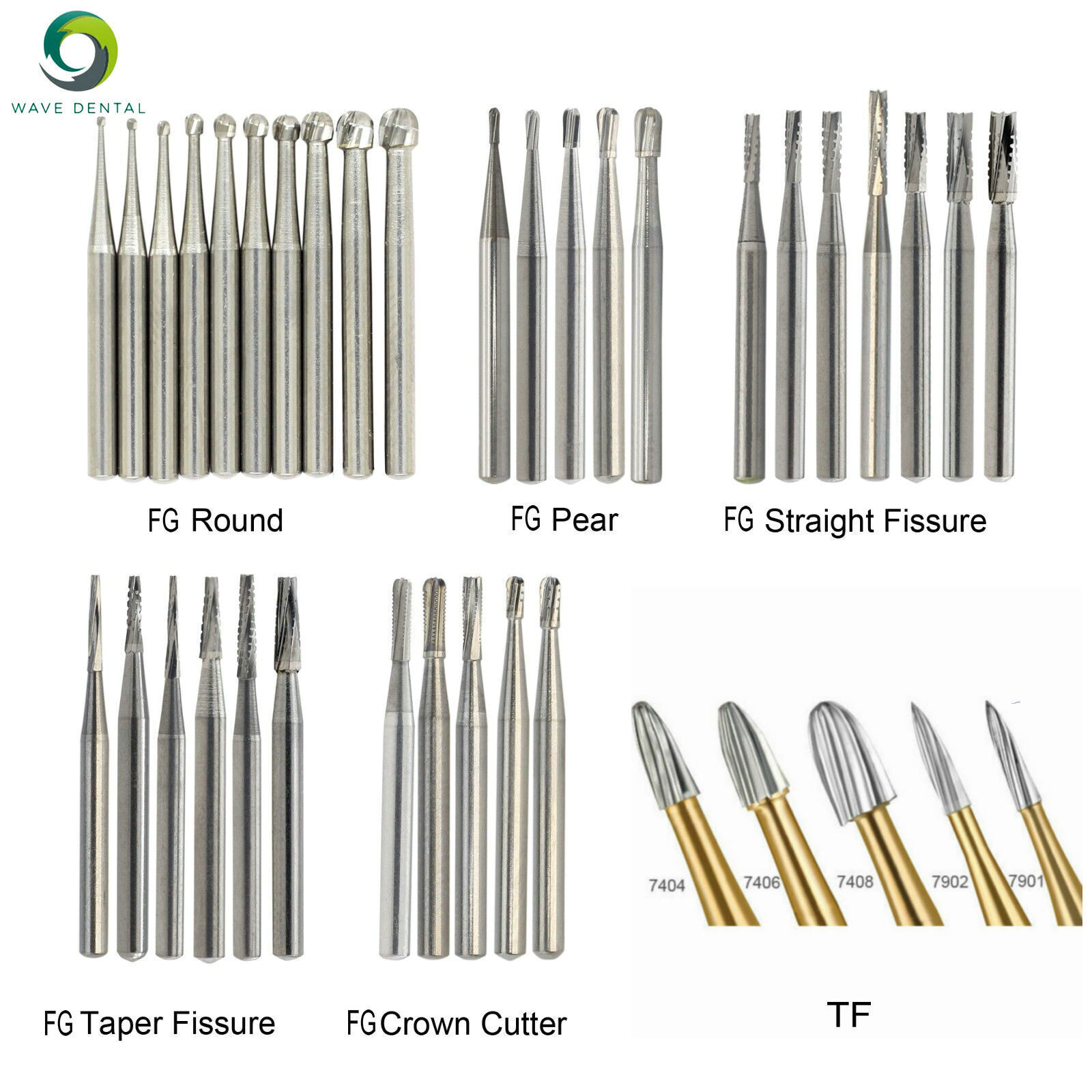 Wave Tungsten Carbide Friction Grip Round Dental Bur FG/TF High Speed Handpiece