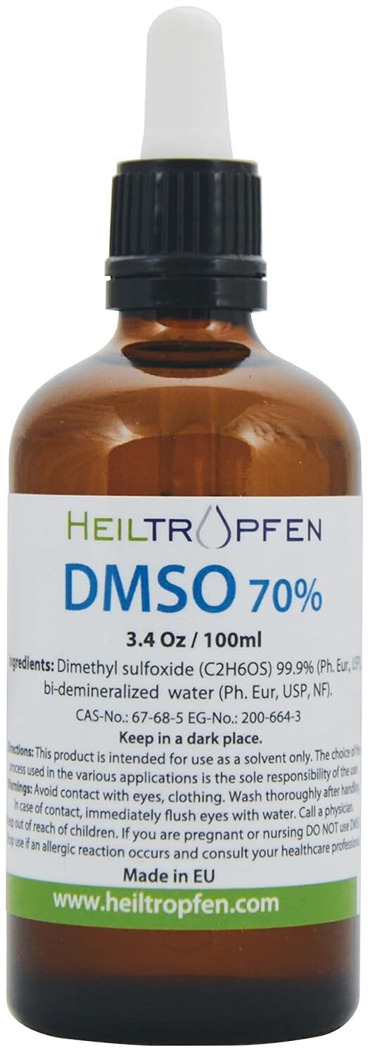 70 Dmso Dimethyl Sulfoxide Pharmaceutical Grade Low Odor Glass Bottle 3 4 Fl Oz