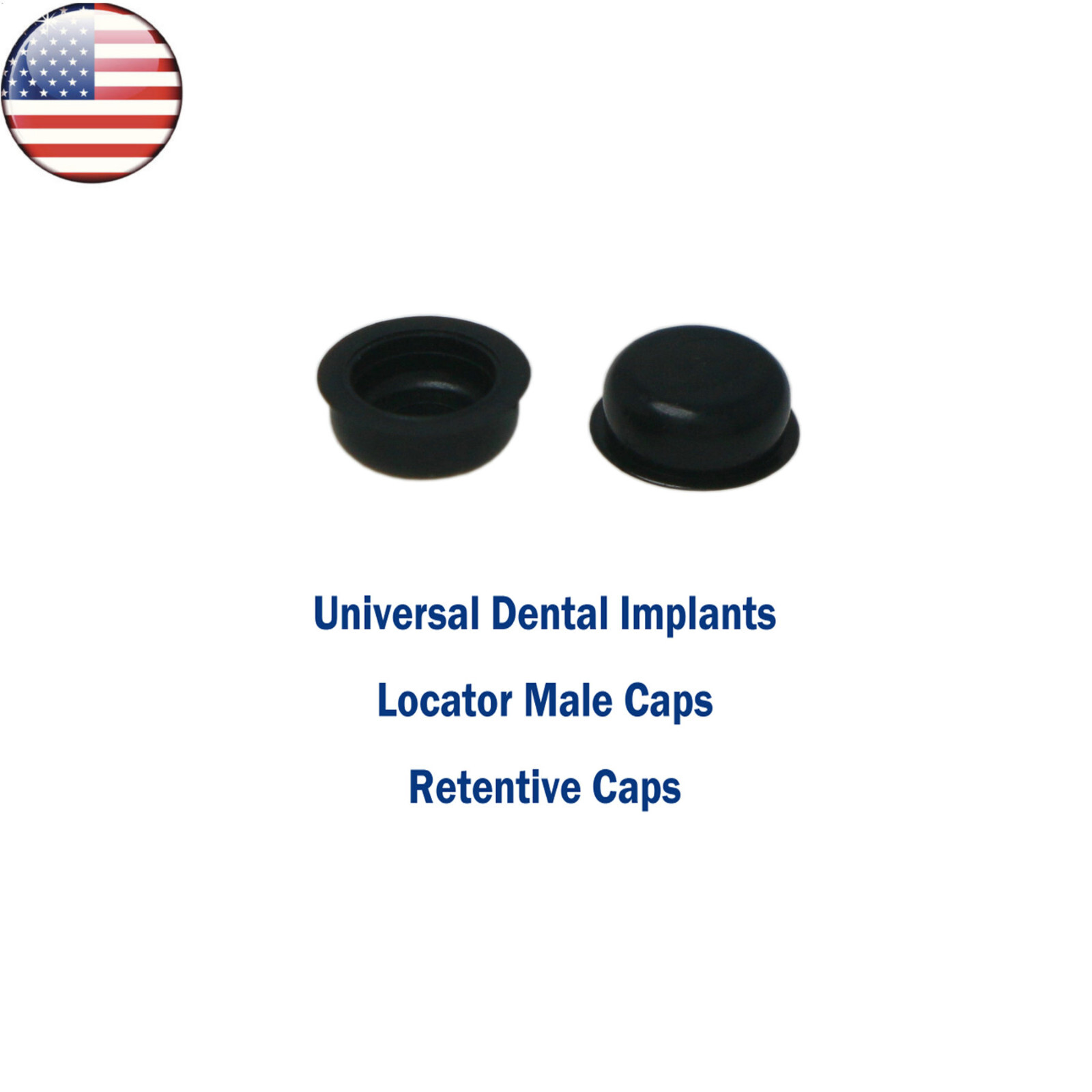 US Dental Overdenture Retention Black Caps Metal Housing fits Locator Abutments