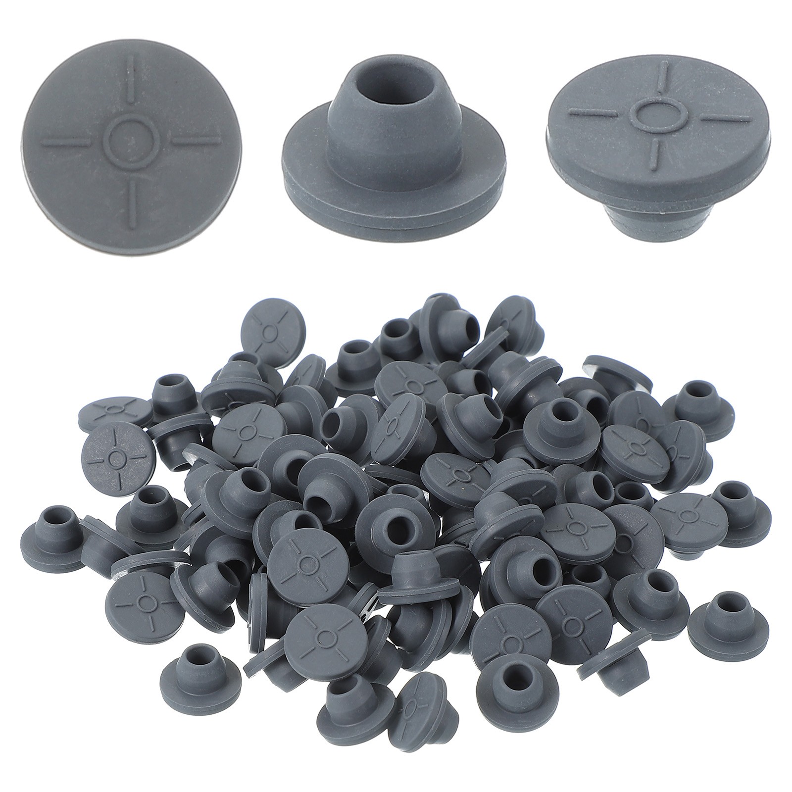 13mm Vial Rubber Stoppers, 100 Pack Mushroom Injection Ports Stopper, Gray