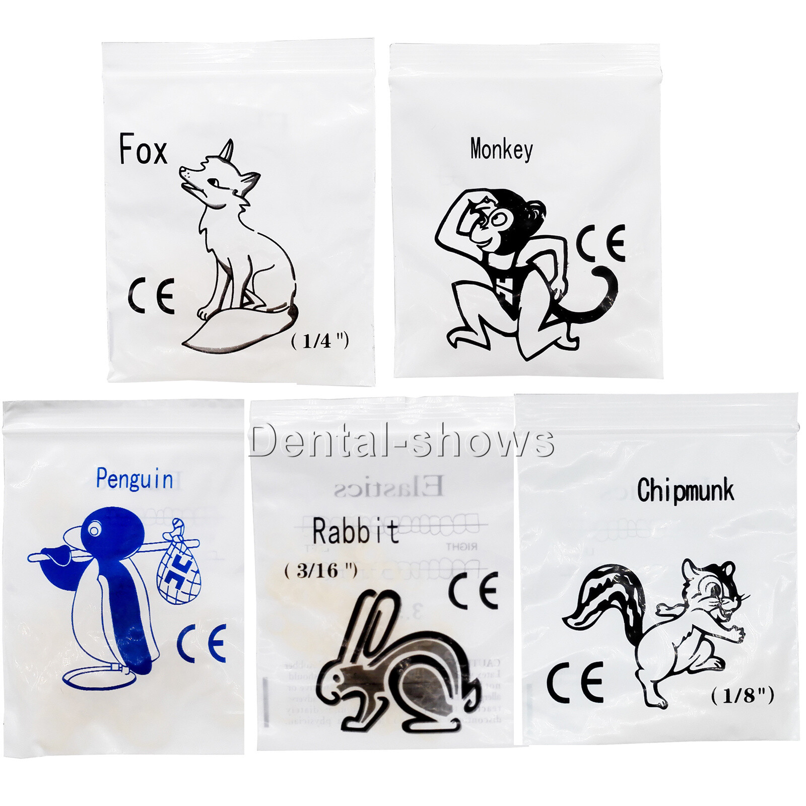 5000pcs Dental Ortho Elastic Rubber Bands 3.5/5.0/6.5 OZ Latex Braces Zoo Pack