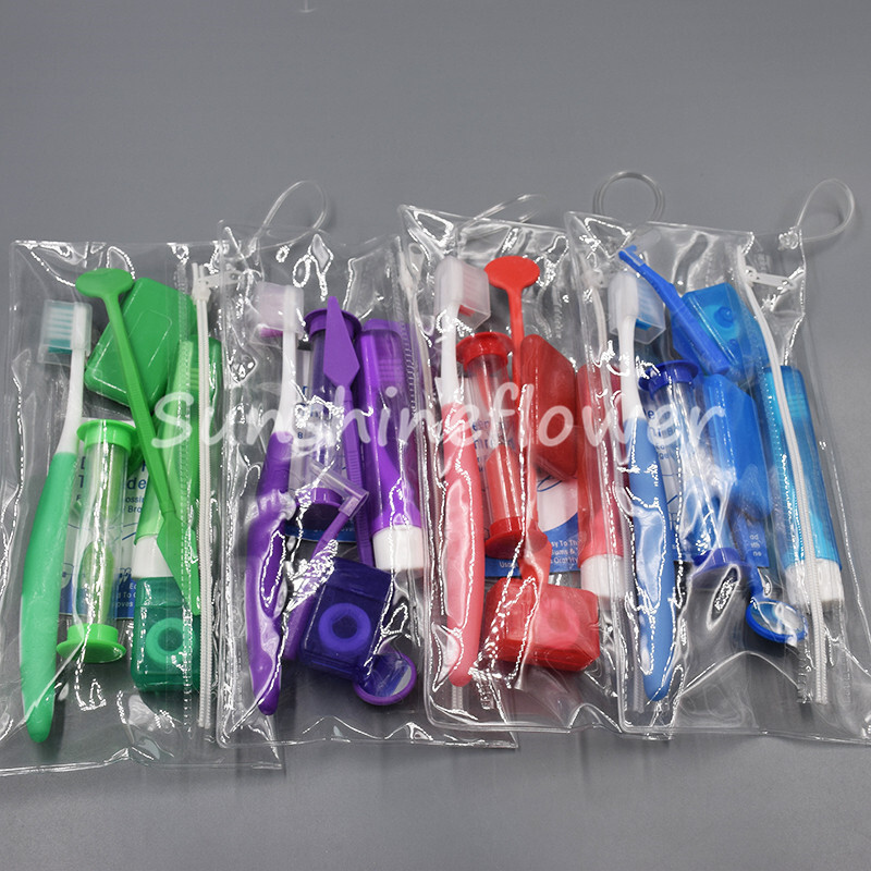 Dental Teeth Oral Cleaning Care Orthodontic Kits Brush Floss Thread Mirror Wax