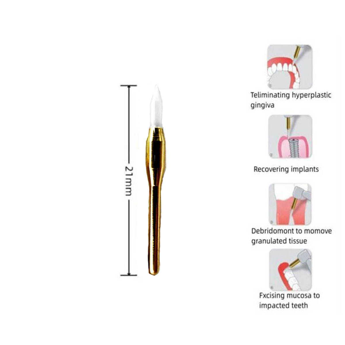 Dental Surgical Ceramic Soft Tissue Trimmer 21/23mm for Gingival Retraction