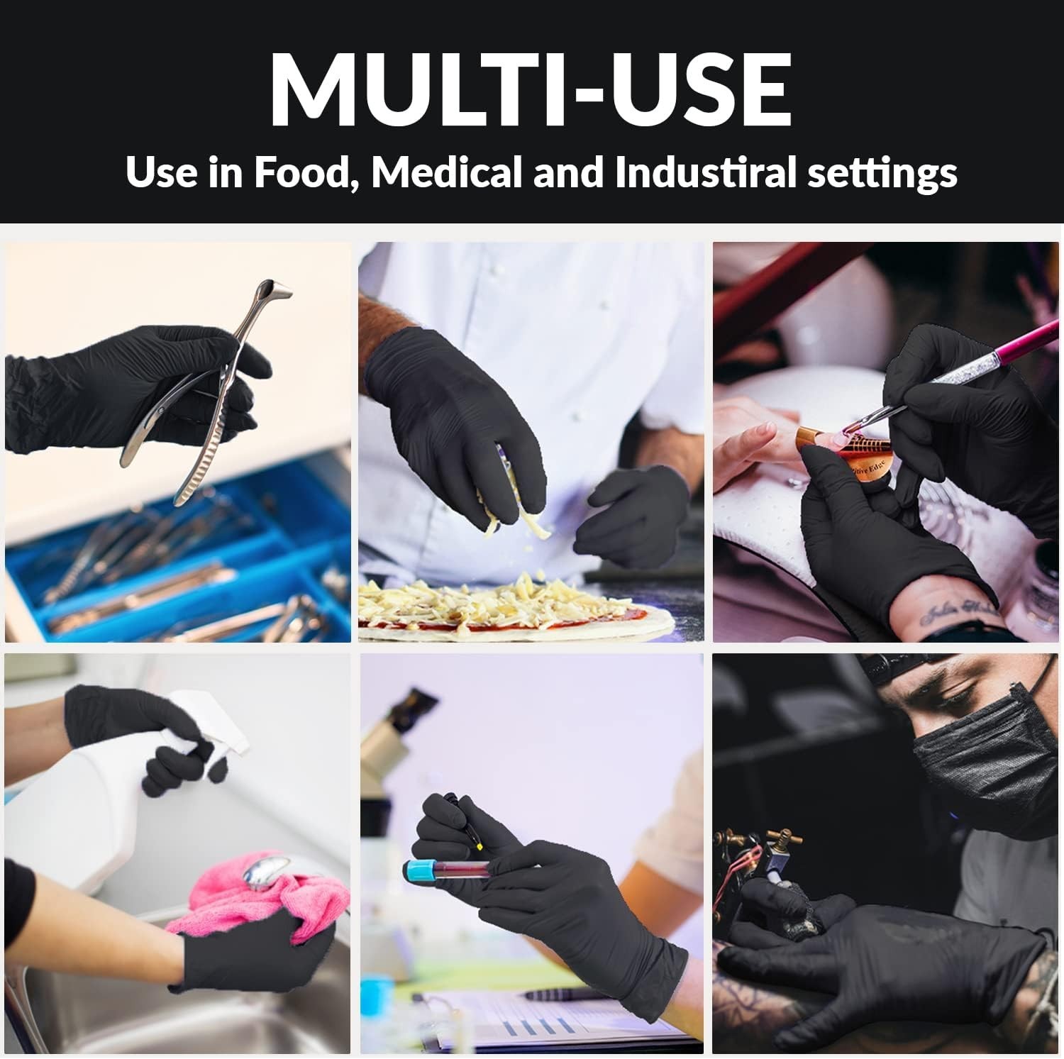 Nitrile Exam Gloves – Medical Grade, Powder Free, Latex Rubber Free, Disposab…