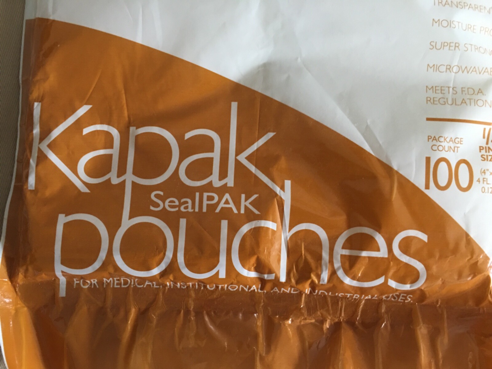 Kapak SealPAK Pouches 400 4″ x 6″; 4 FL OZ 2.5 Mils Thick Lot Of 100 – NEW