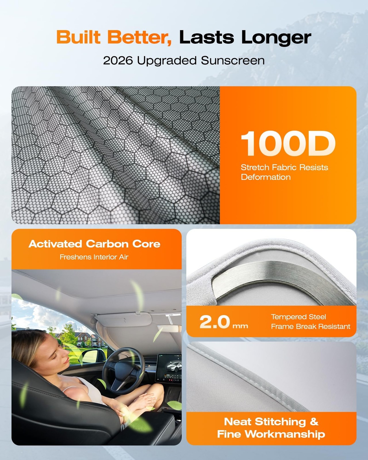 Graphene & Activated Carbon Windshield Sun Shade Foadable for Tesla Model 3/Y…