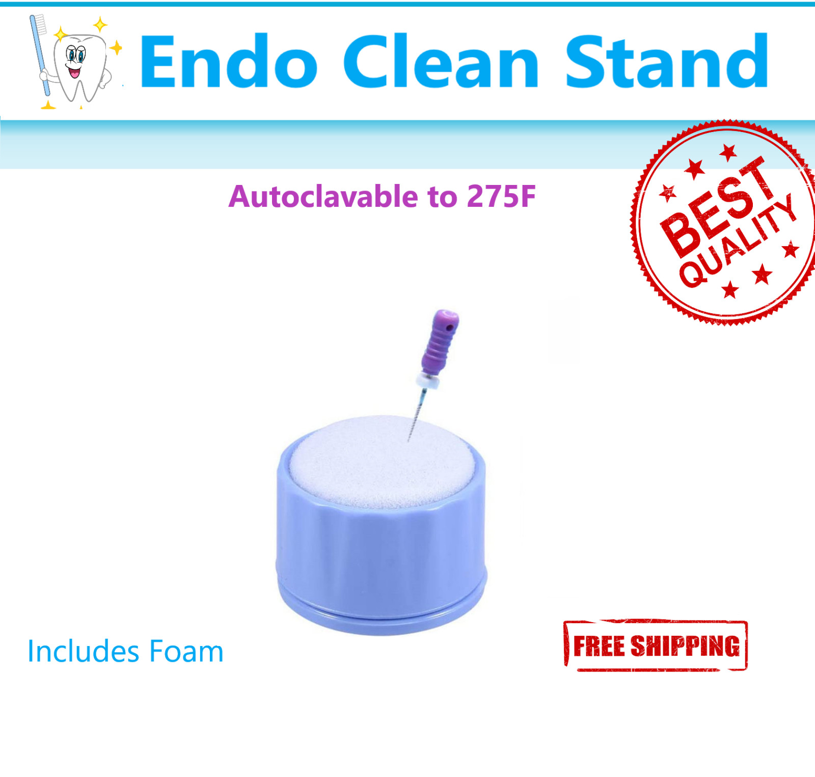 5 x Dental Round Endo Clean Stand Cleaning Foam Sponge File Holder Base – 5/Pack