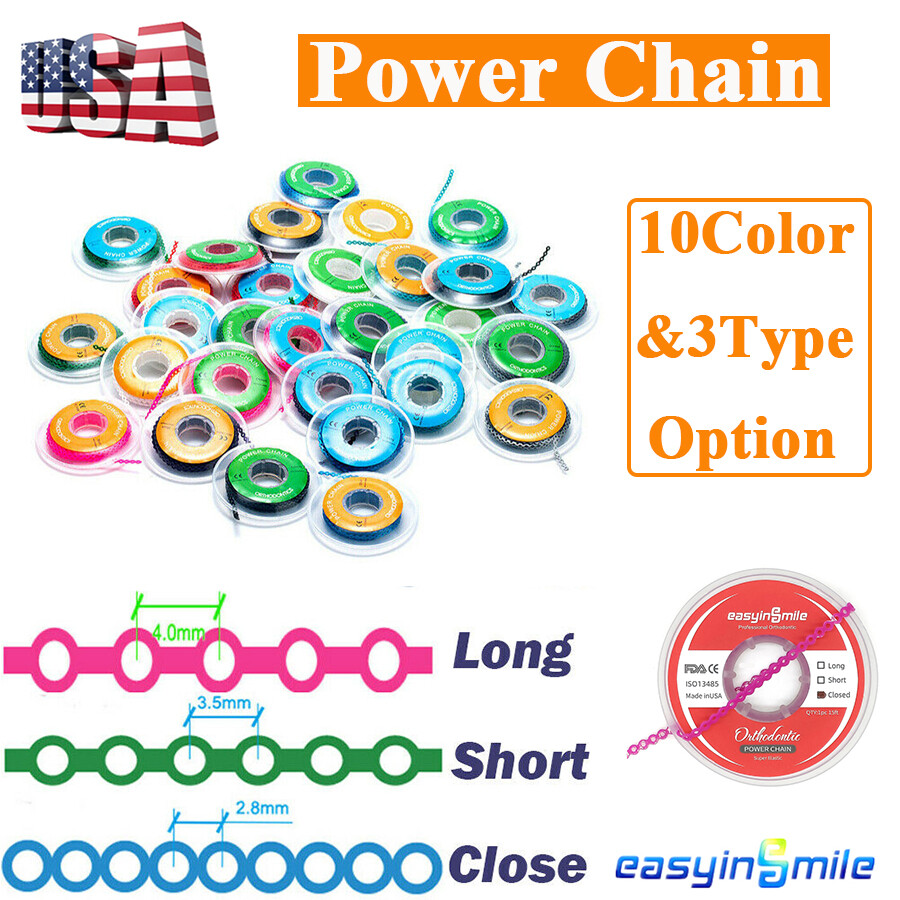 Dental Braces Power Chains Orthodontic Super Elastic Short Long Closed 15 Feet