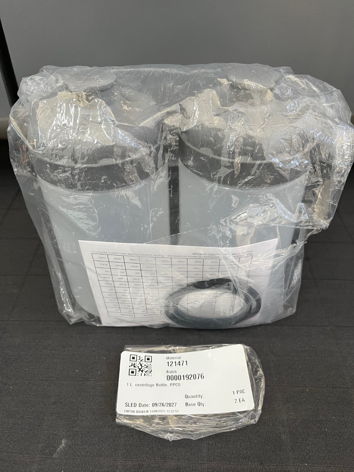 THERMO/FIBERLITE – 1L (1000mL) Centrifuge Bottle PPCO – PN: 096-100075 – 2/PACK