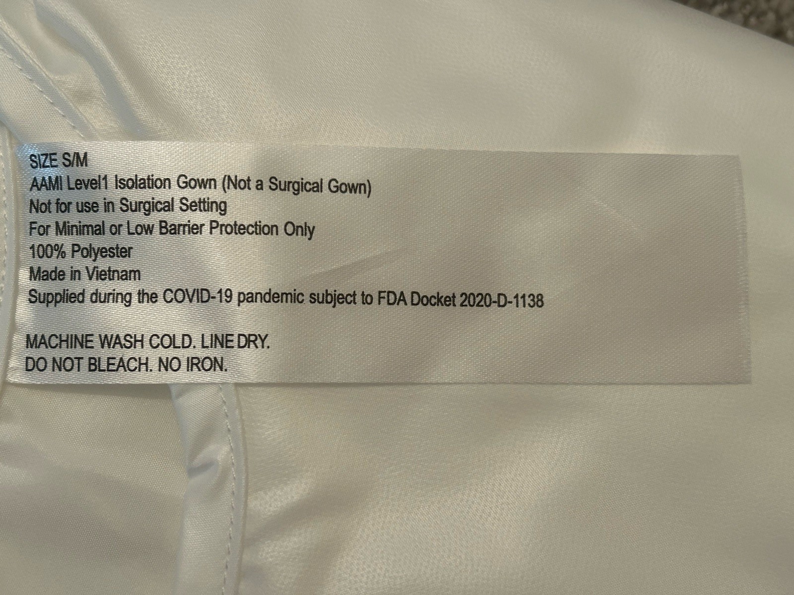 5 Pack AAMI Level 1 Isolation Gown Polyester Washable Reusable S/M New