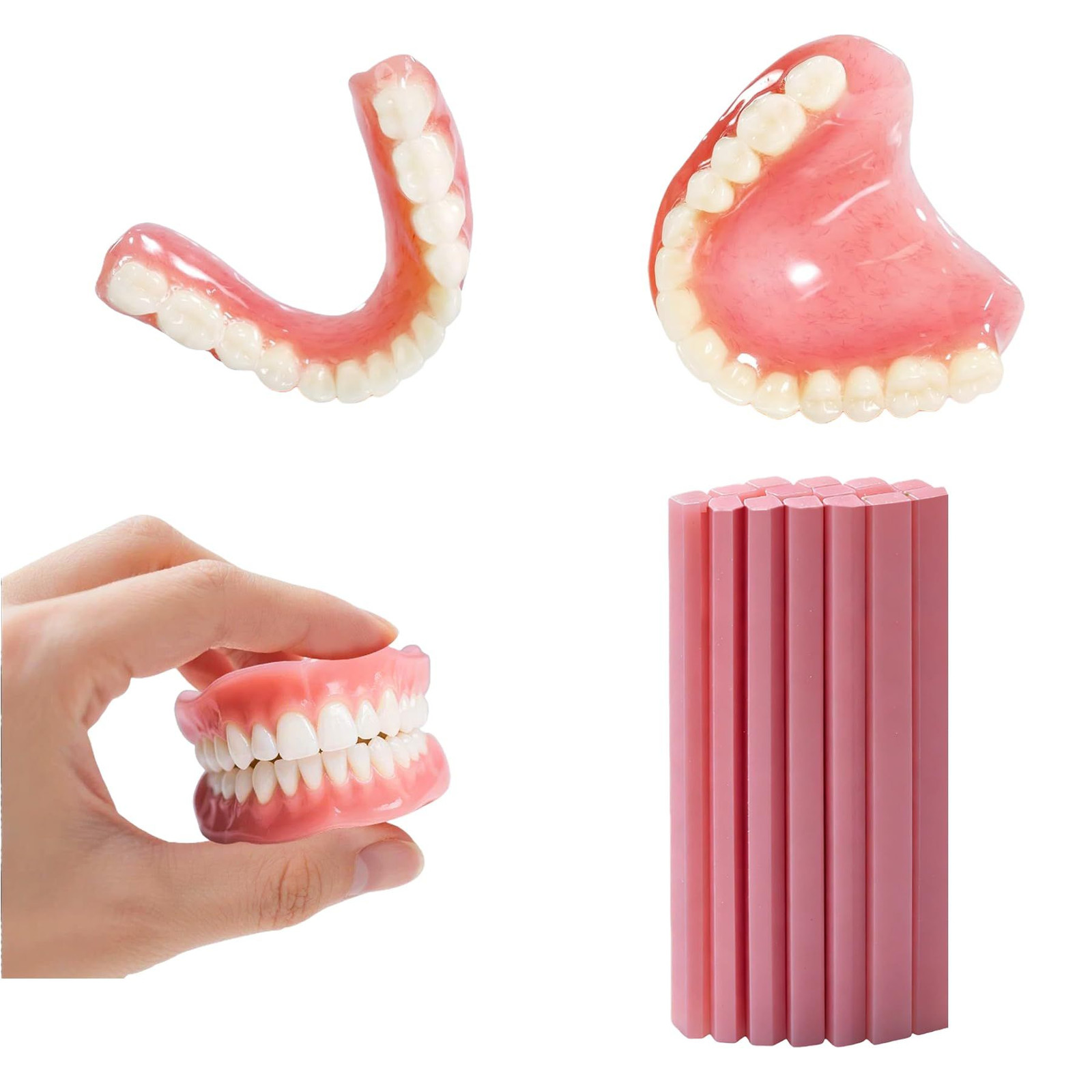 Upper & Lower Denture Reline Kit – Refit and Tighten Loose Dentures for Pink