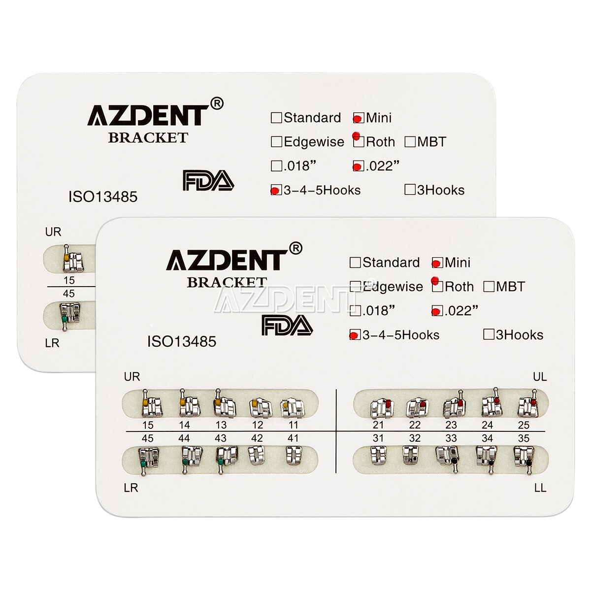 20pcs AZDENT Dental Orthodontic Metal Brackets Braces Mini Roth.022 Hooks 345