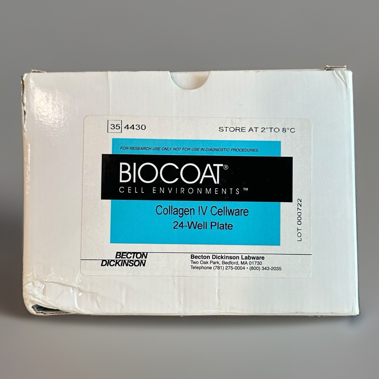 Corning BioCoat Collagen IV Cellware 24-Well Clear Bottom Plate w/ Lid, 5/Case