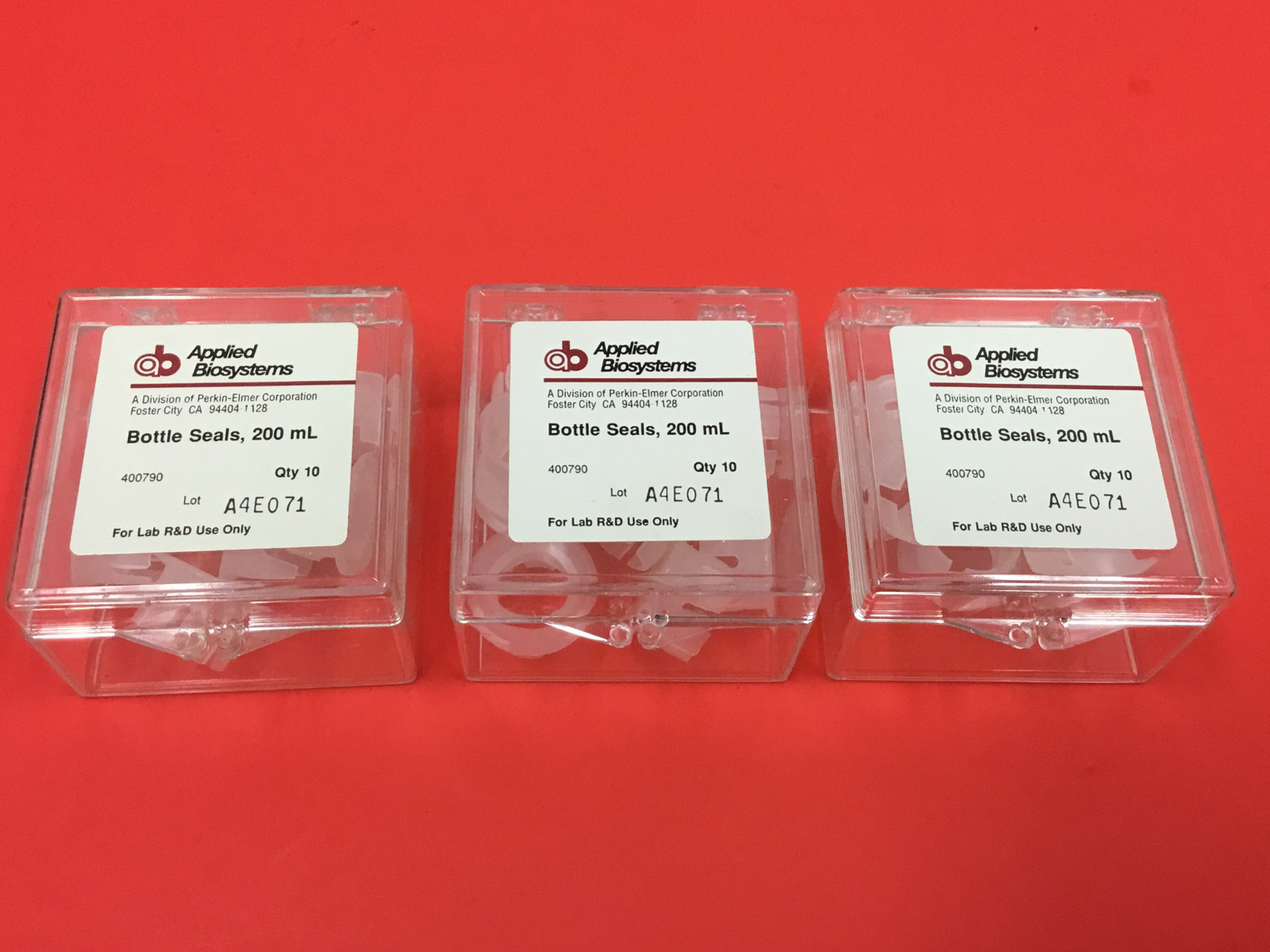 Applied Biosystems – P/N: A4E071 – Bottle Seals, 200 mL – Qty (30) – NEW