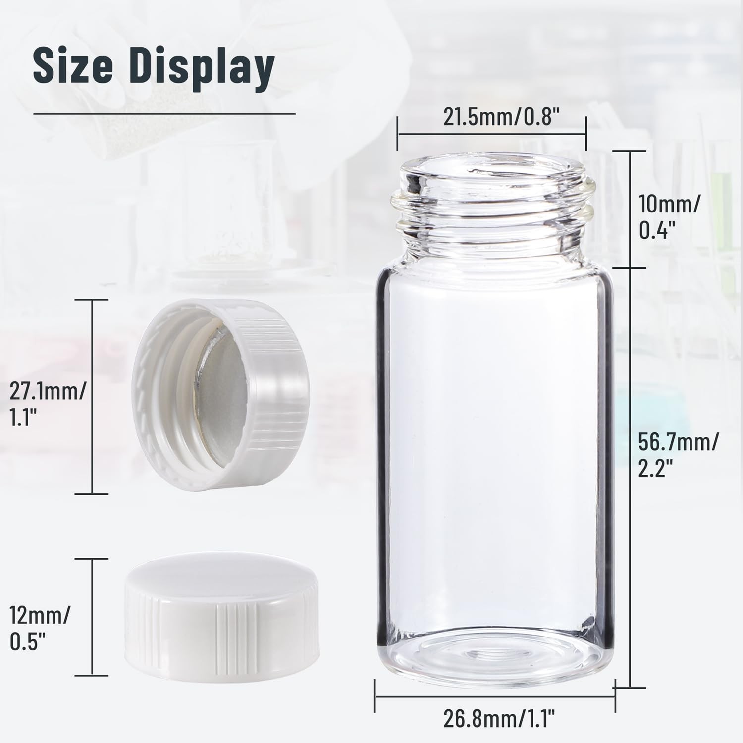 20ml Scintillation Vials Glass Sample Vials Counting Vials Lab Vials 100/500PCS