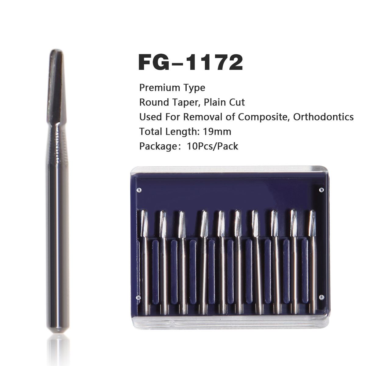 10*Dental Tungsten Carbide Tungsten Steel Burs for High Speed Handpiece FG1172