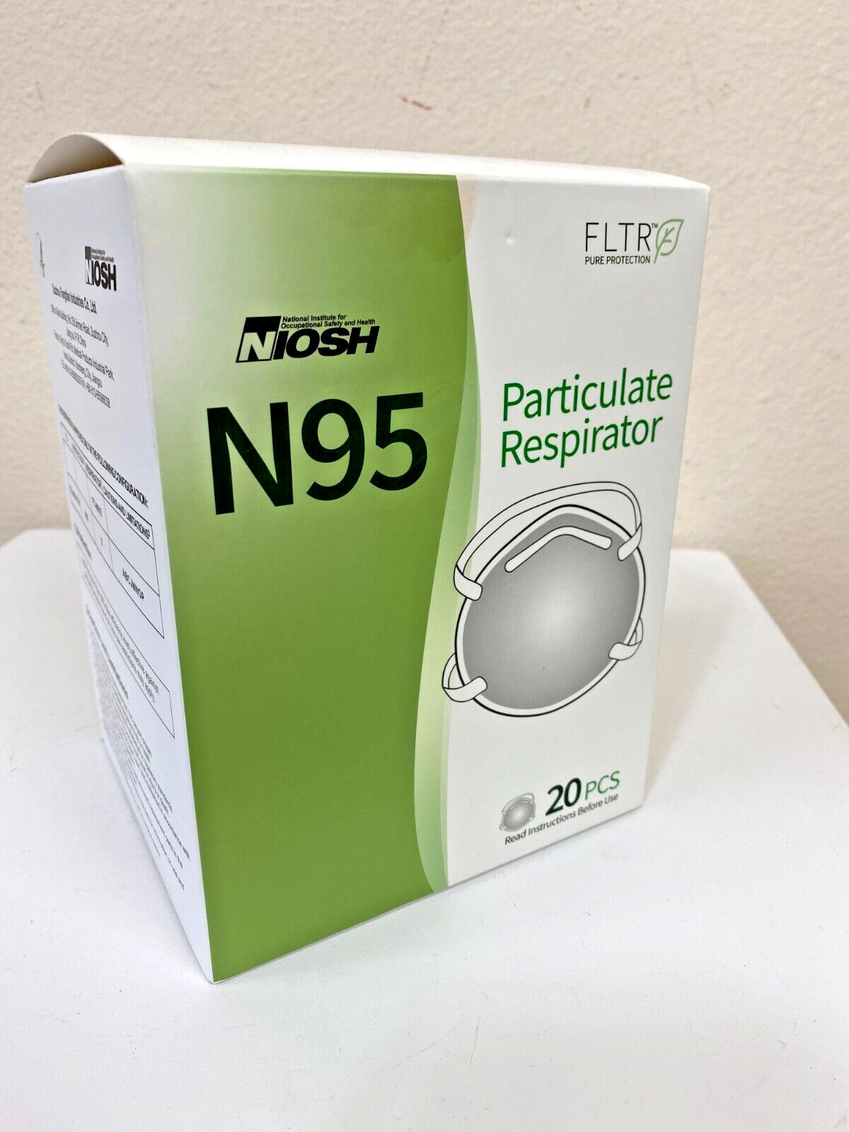 FLTR NIOSH Certified 20 Pack N95 Pure Protection Respirator Face Masks (SEALED)