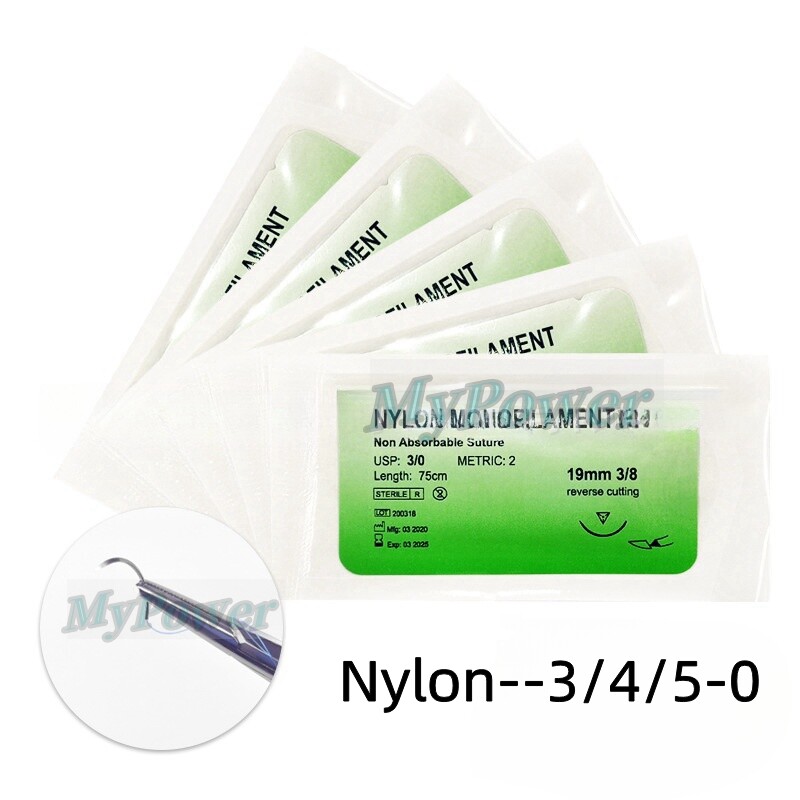 100Pcs Dental Sutures Reverse Suture Metric 1.5 Nylon Monofilament 5-0 4-0 3-0