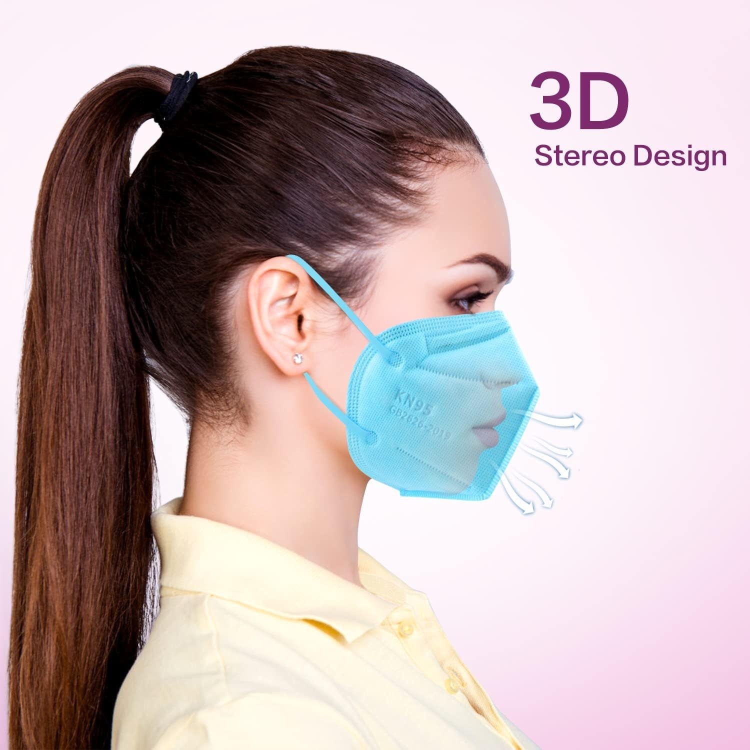 KN95 Protective Masks, 50-Pack, Hook and Loop Closure
