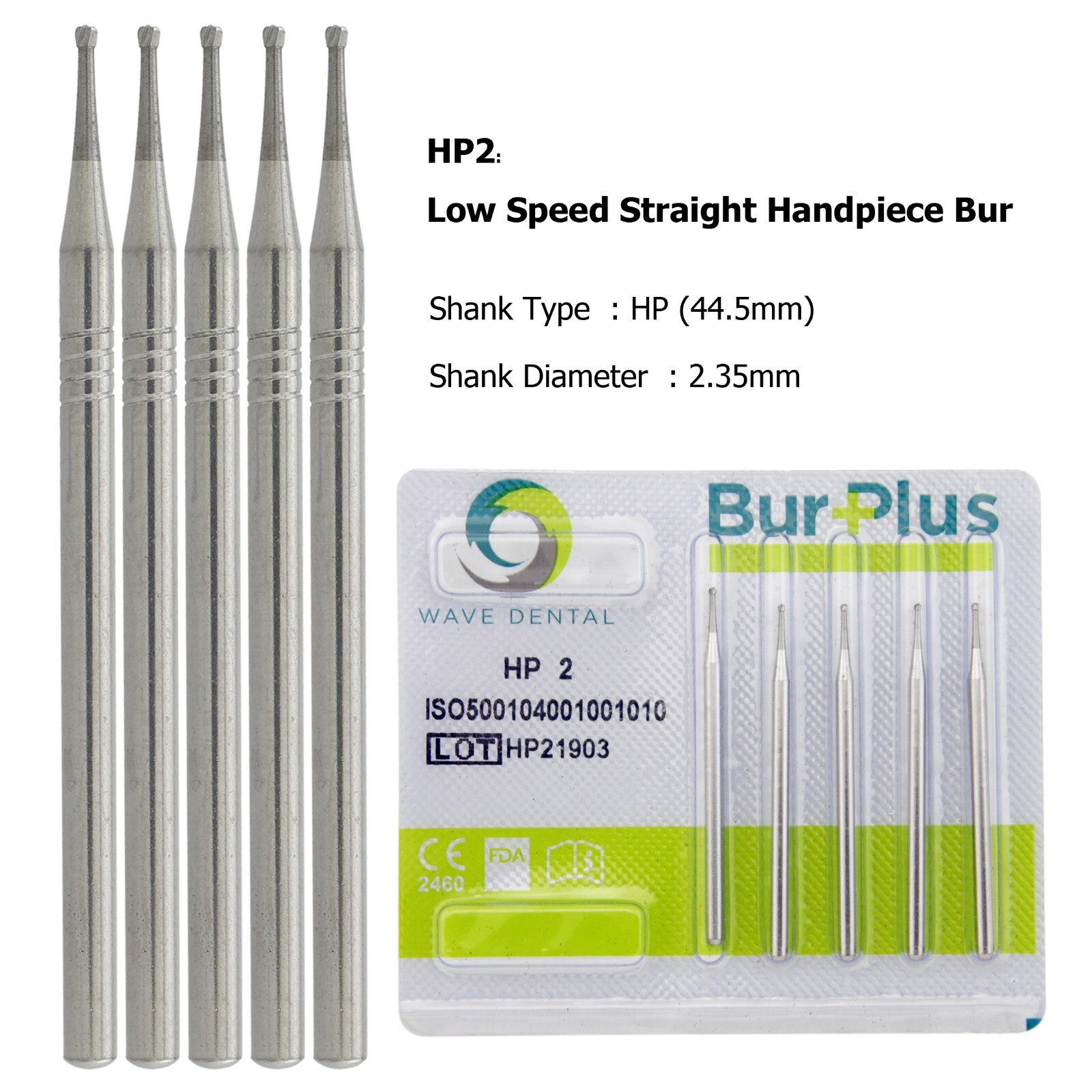 Wave Dental Carbide Straight Handpiece Bur Round HP1/4 1/2 1 2 3 4 5 6 7 8 10