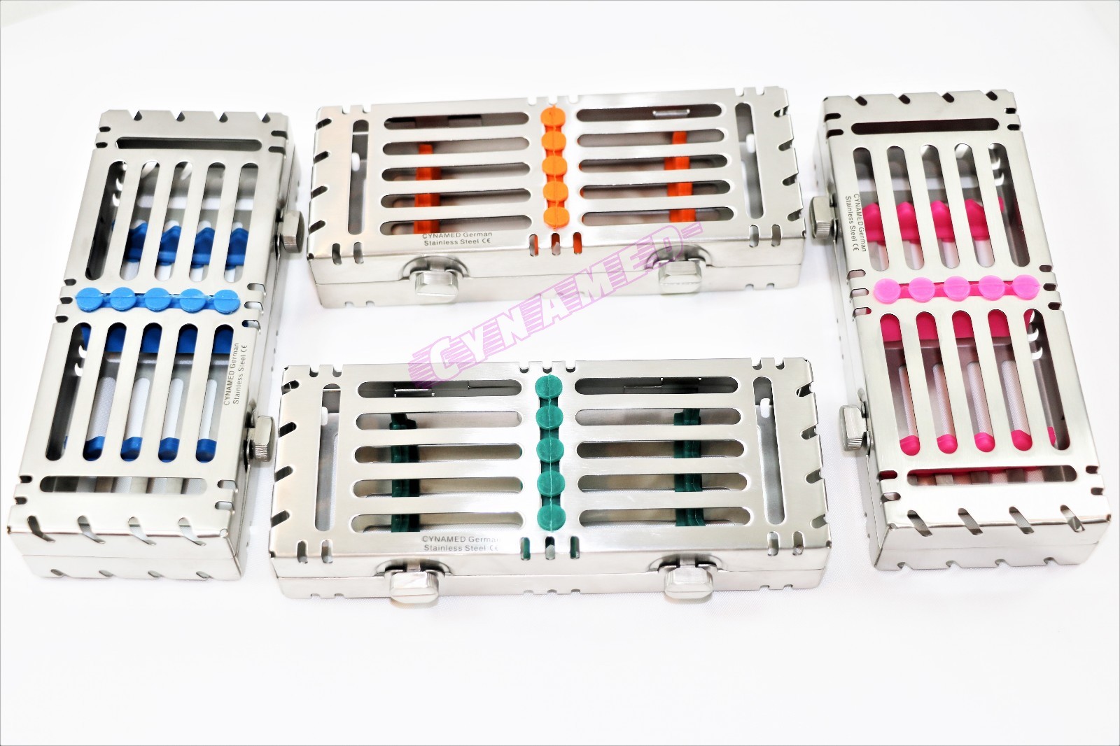 4 EA STERILIZATION CASSETTE WITH DOUBLE BUTTONS FOR 5 INSTRUMENTS AUTOCLAVABLE
