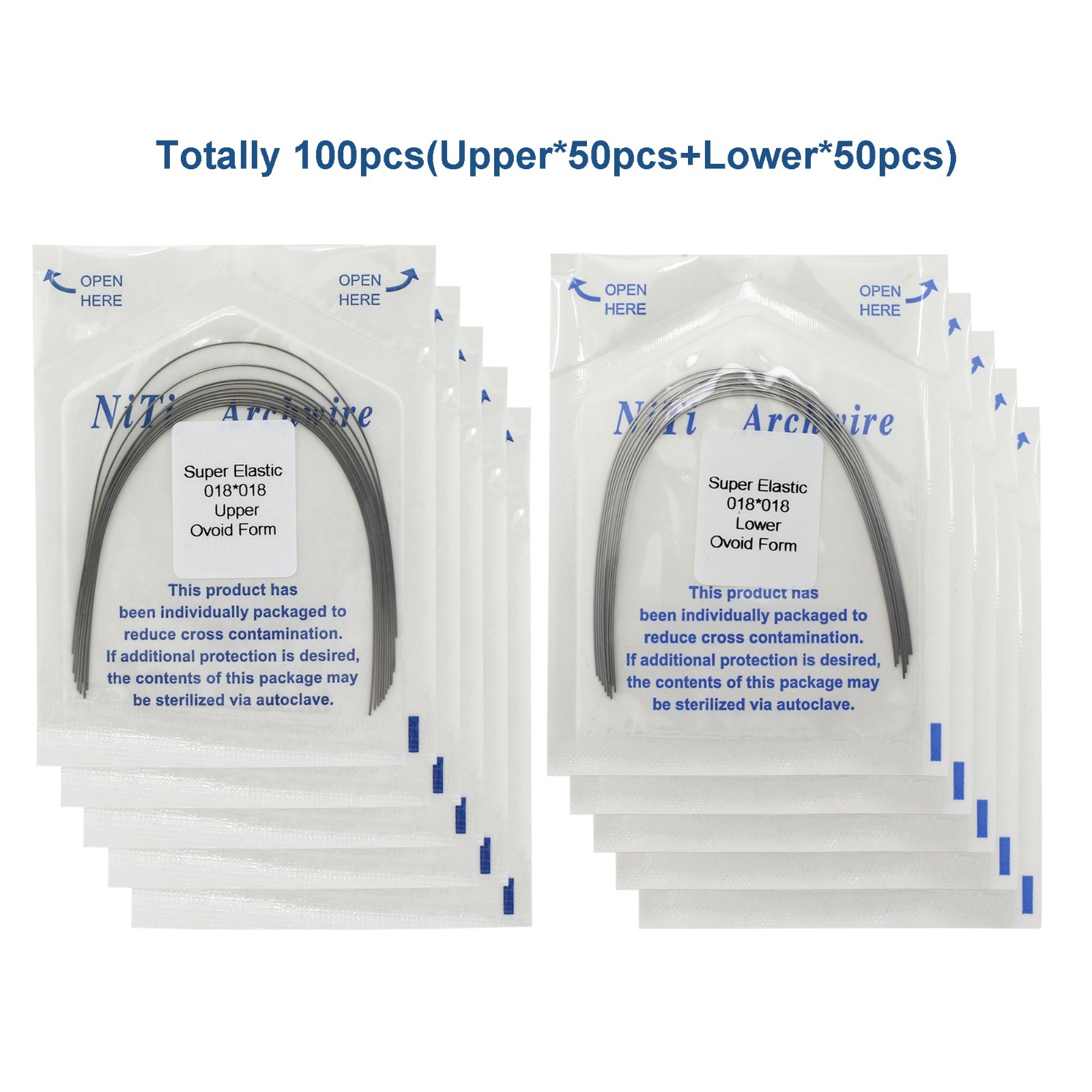 100pcs Dental Orthodontic Arch Wires Niti Stainless Steel Round Rectangular