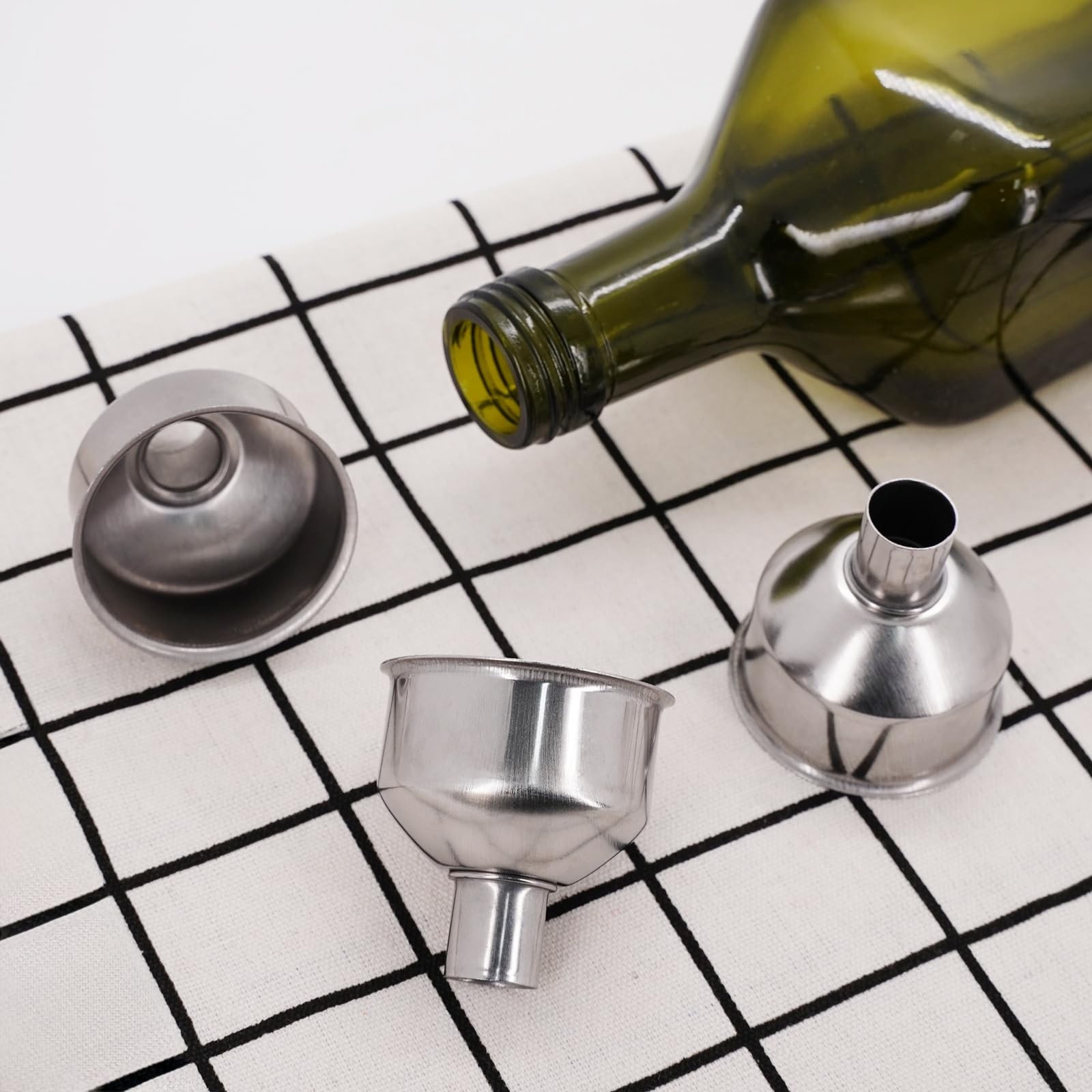 4Pcs Stainless Steel Small Funnel for Flask Funnels Drinking Silver