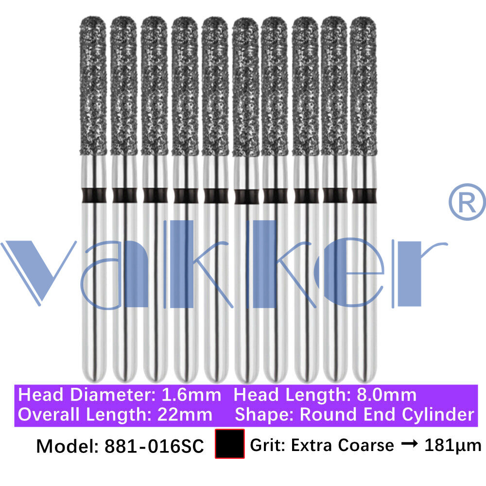 10Burs/pk Dental Diamond Burs FG Round End Taper Pear Coarse / Super Coarse Grit