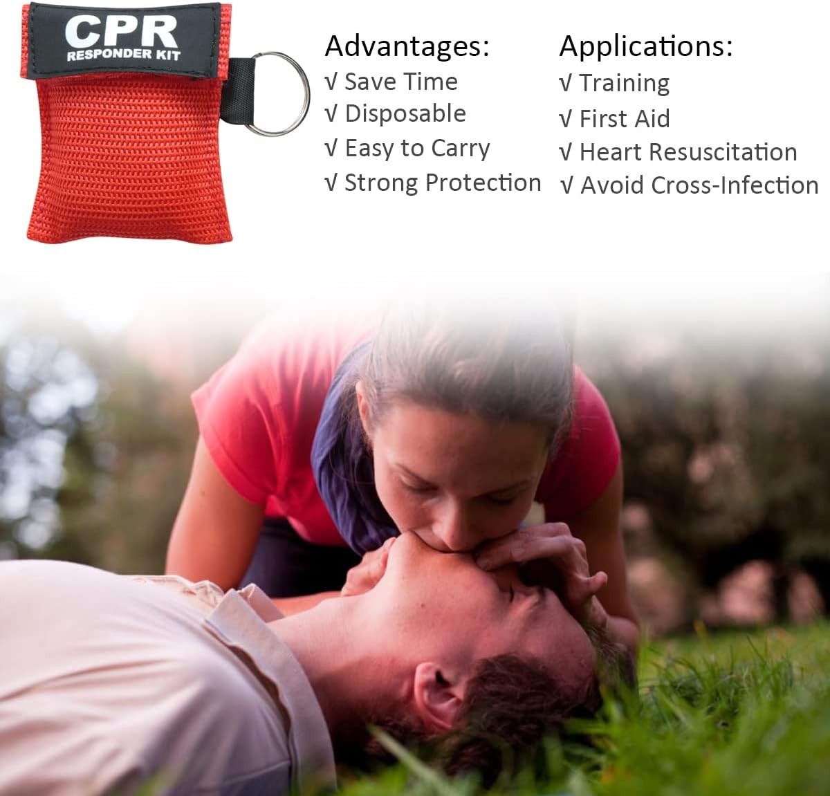 CPR Mask and PVC Disposable Gloves 20PCS for Pocket or Key chain, CPR Emergency