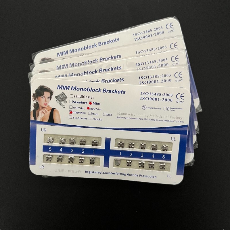 50Sets Dental Orthodontics MIM Monoblock Brackets Mini Edgewise 022 no hooks
