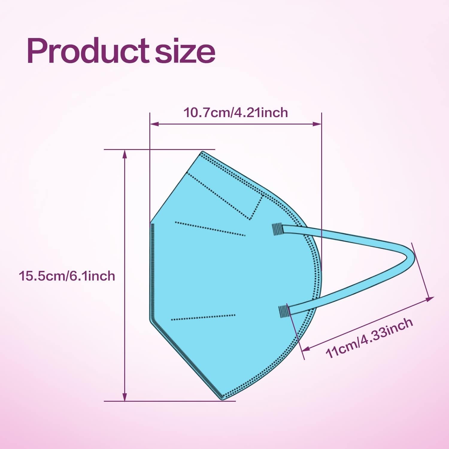 KN95 Protective Masks, 50-Pack, Hook and Loop Closure