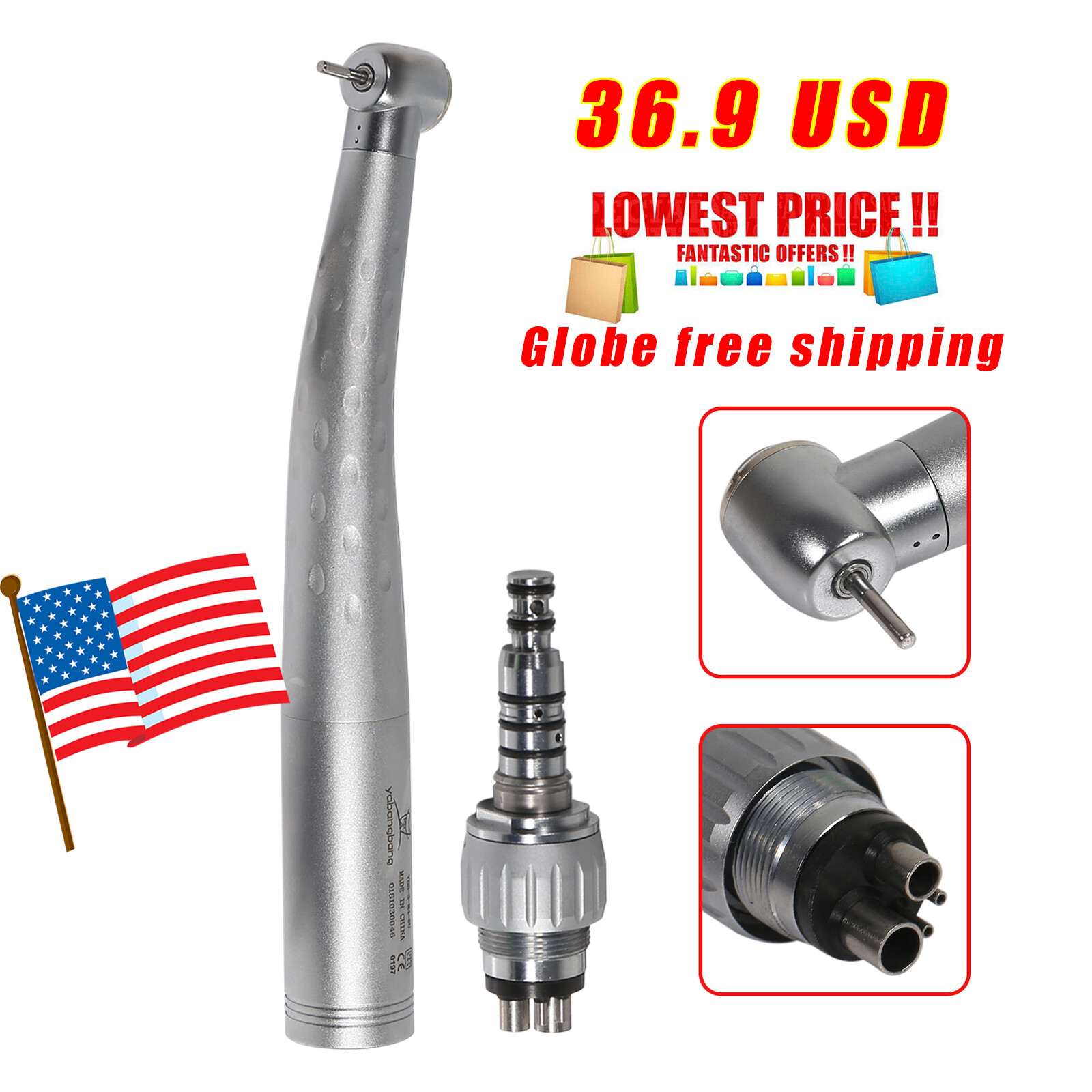 Dental High Speed Handpiece +4Hole Quick Coupler Yabangbang M4 KaVo Style