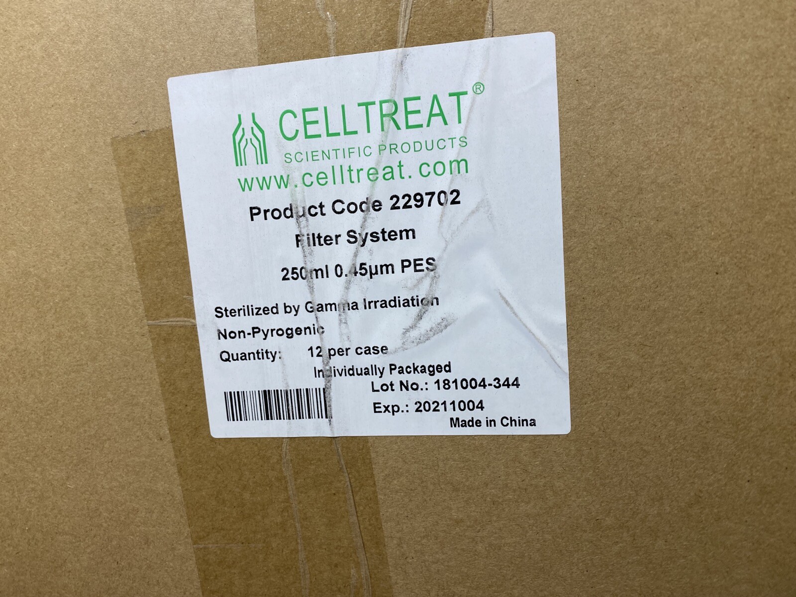 CELLTREAT Polystyrene 250mL 75mm Clear Graduated Filter System 229702 (12/cs)