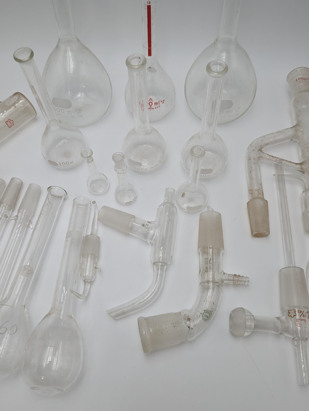 22 Piece Lot Lab Glassware PYREX 500-10 mL Boilng Flasks Scientific Equipment