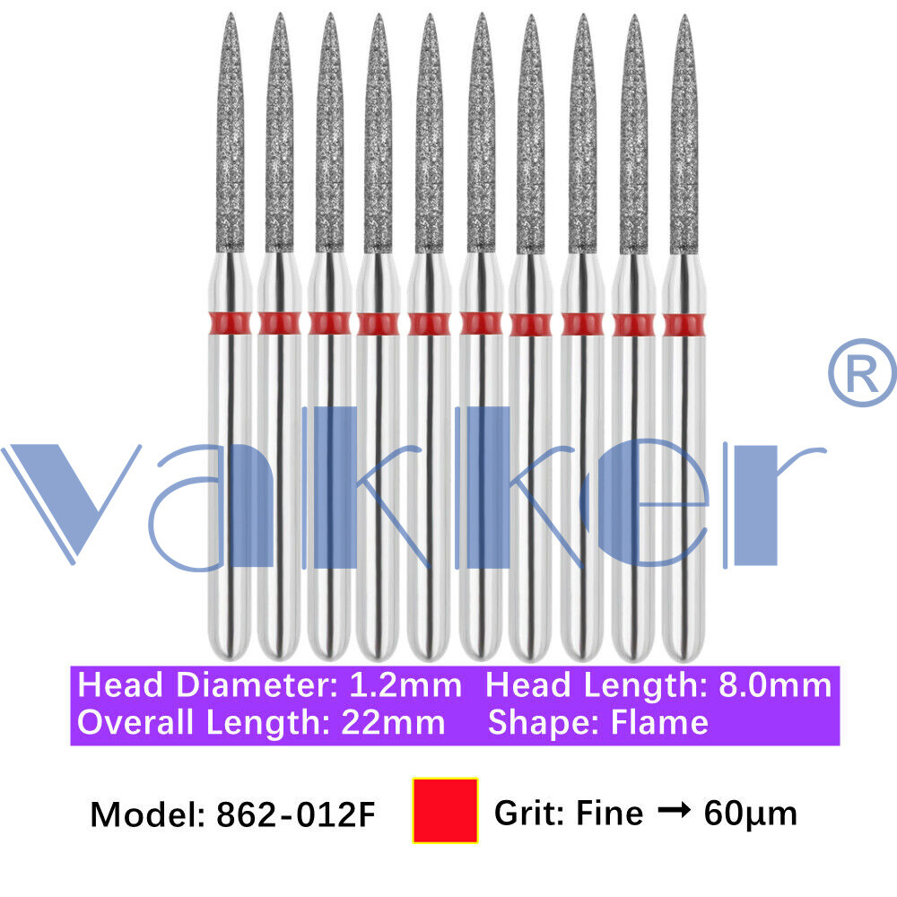 10pc/pk Diamond Burs FG Flame Super Fine Medium Coarse Grit High Speed 862 863