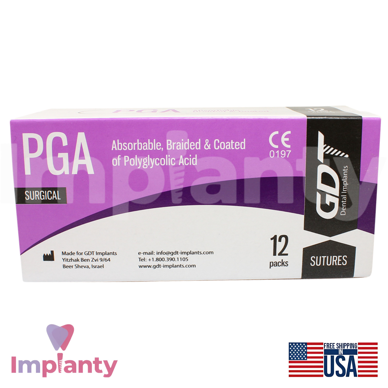 GDT Dental Thread SteriIe Individual Packs 12pcs 3/8 Circle 20.0mm Reverse