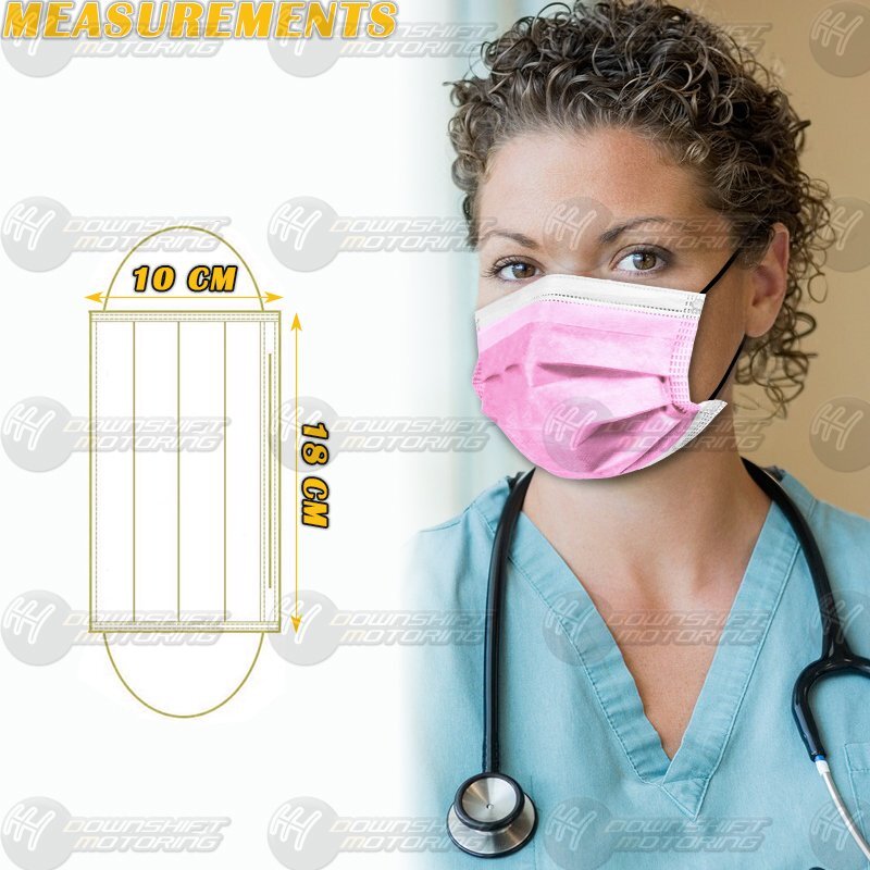 100PCS PINK Face Mask Non Medical Surgical Disposable 3Ply Mouth Cover IP New