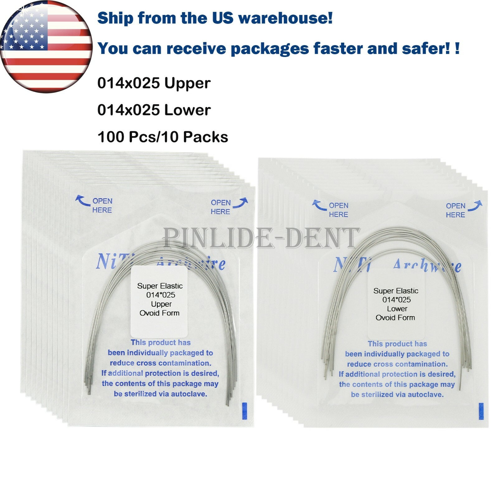 US Dental Orthodontic Super Elastic Niti Rectangular Arch Wires Ovoid All Size