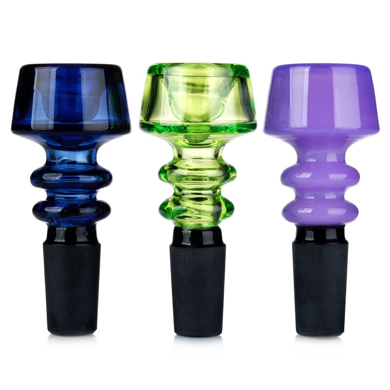 14mm Glass Bowl Double Maria Slide Male with Single Hole push bowl Full Color