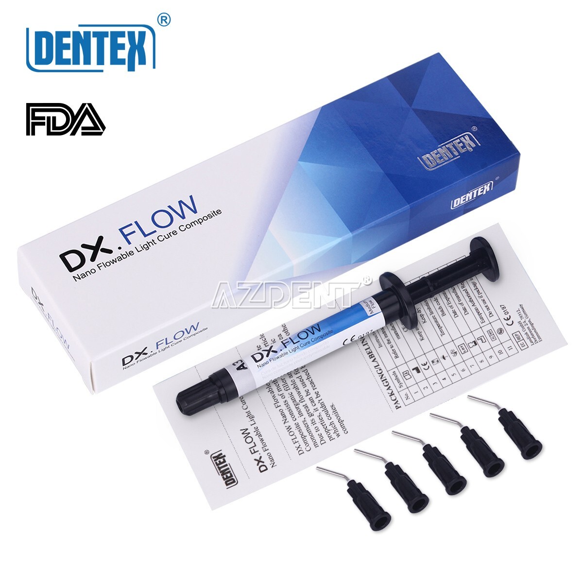 Dentex Dental Flowable Light Cure Composite Resin Medium/Low Flow A1 A2 A3