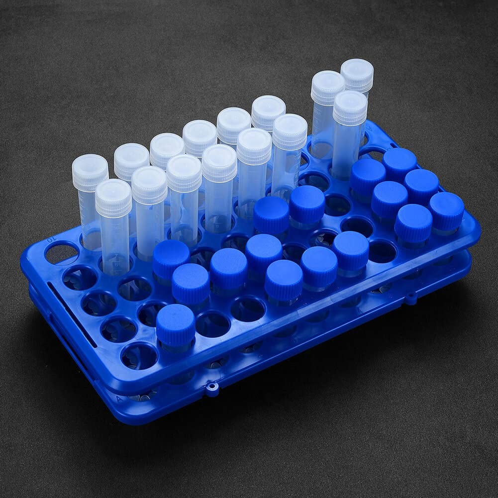 BKMAMLAB Plastic Test Tube Holder Rack for 5ml/10ml/15ml Tubes, Blue 1pcs