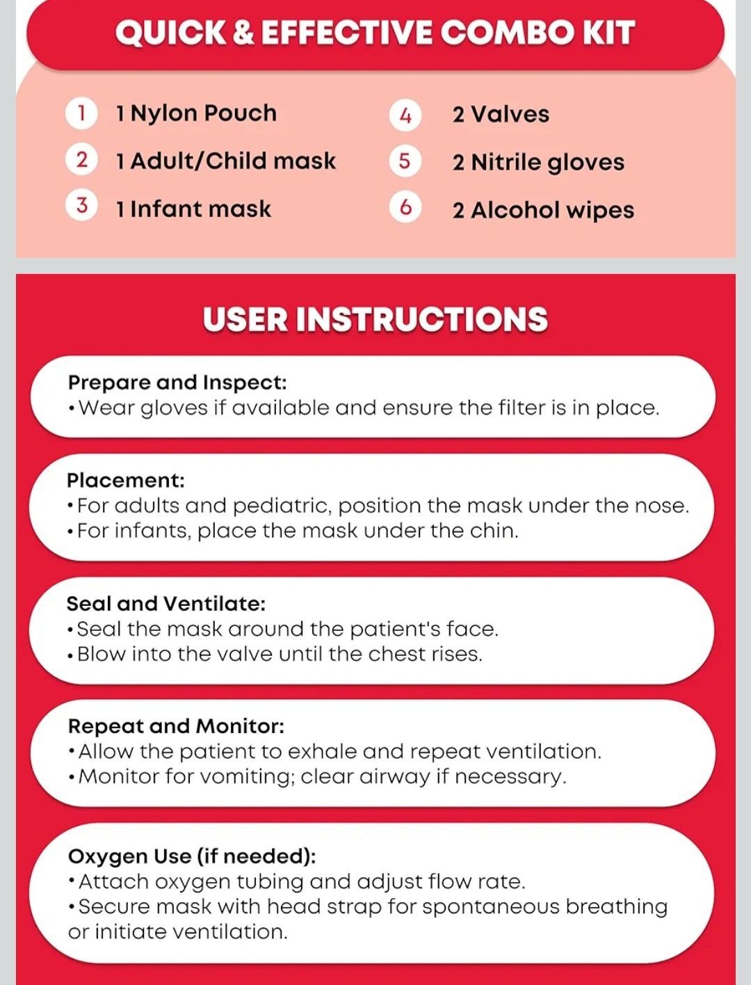 Ever Ready First Aid Adult and Infant CPR Mask Combo Kit with 2 Valves
