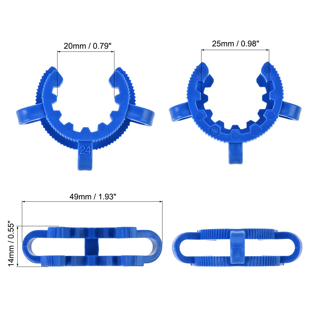 10 x Lab Joint Clip Plastic Clamp for 24/25 or 24/40 Glass Taper Joints Blue