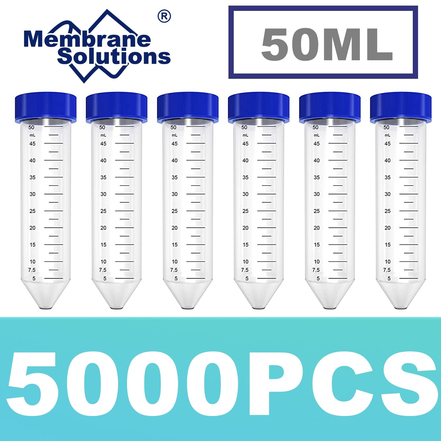 5000pcs Conical Centrifuge Tubes 50ml Sterile Polypropylene Screw Caps Graduated