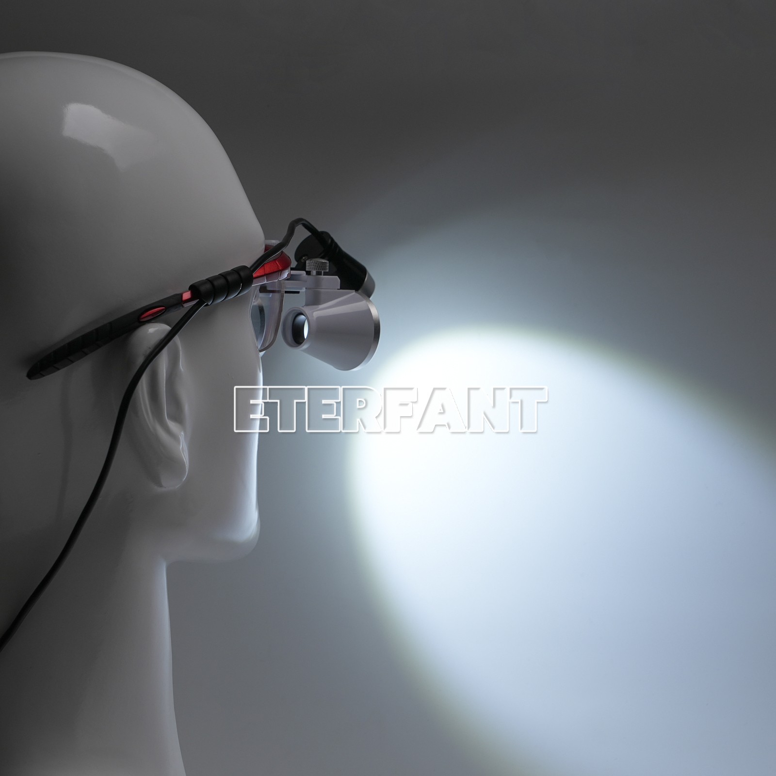 ETERFANT Dental Magnifier Medical Binocular Loupes Red+3W LED Head Light Lamp