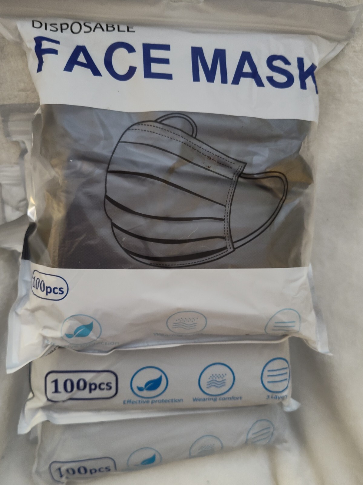 Face Mask 500PCS Adult Non Med. Black Disposable Masks 3-Layer Filter Protection