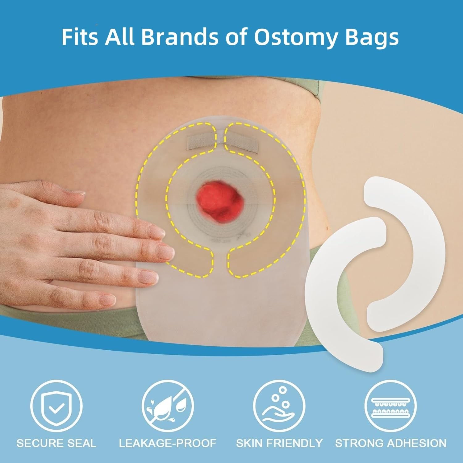 10 Pcs Elastic Colostomy Barrier Strips | 10Pcs/Box, Strips,10pcs/Box