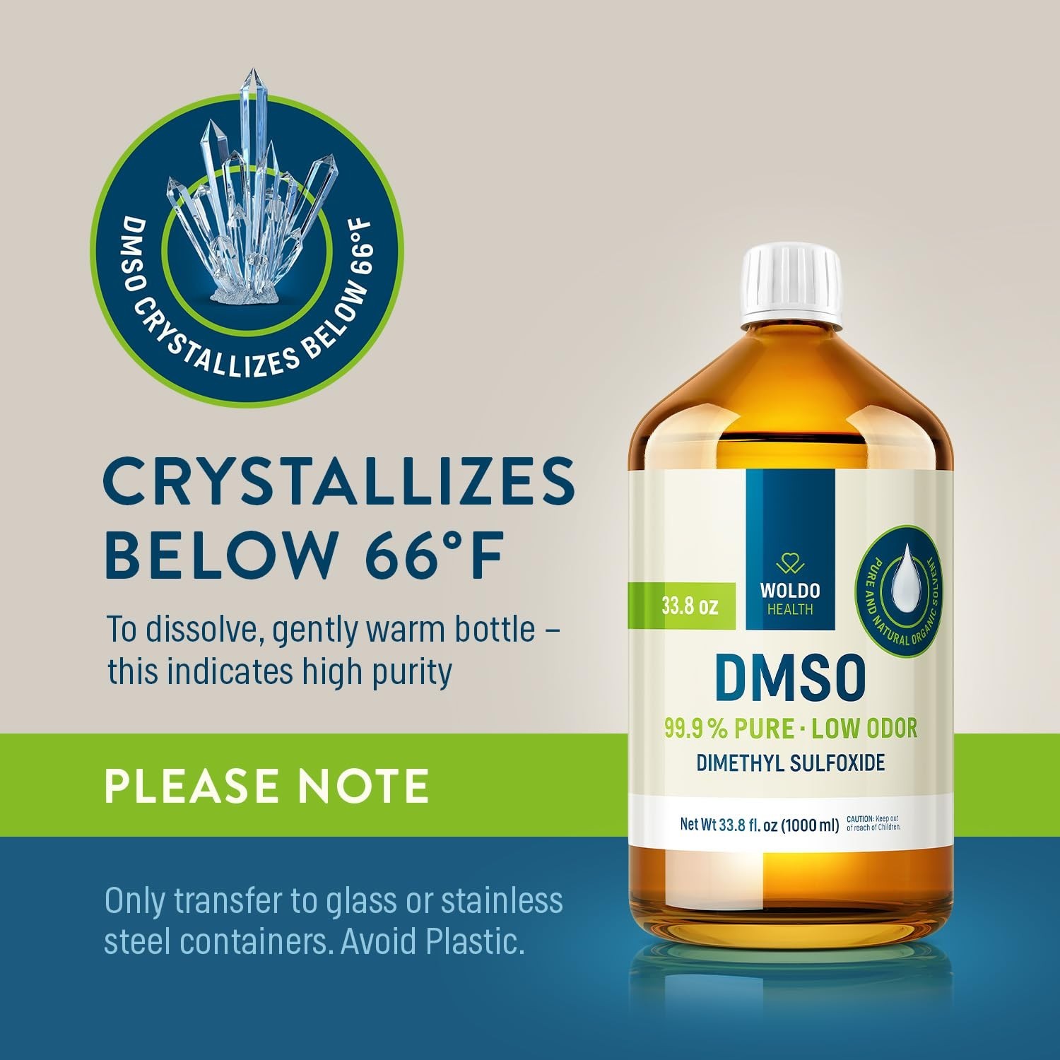 WoldoHealth DMSO (Dimethyl Sulfoxide) 99.9% – Pharmaceutical Grade 8.45oz Gla…