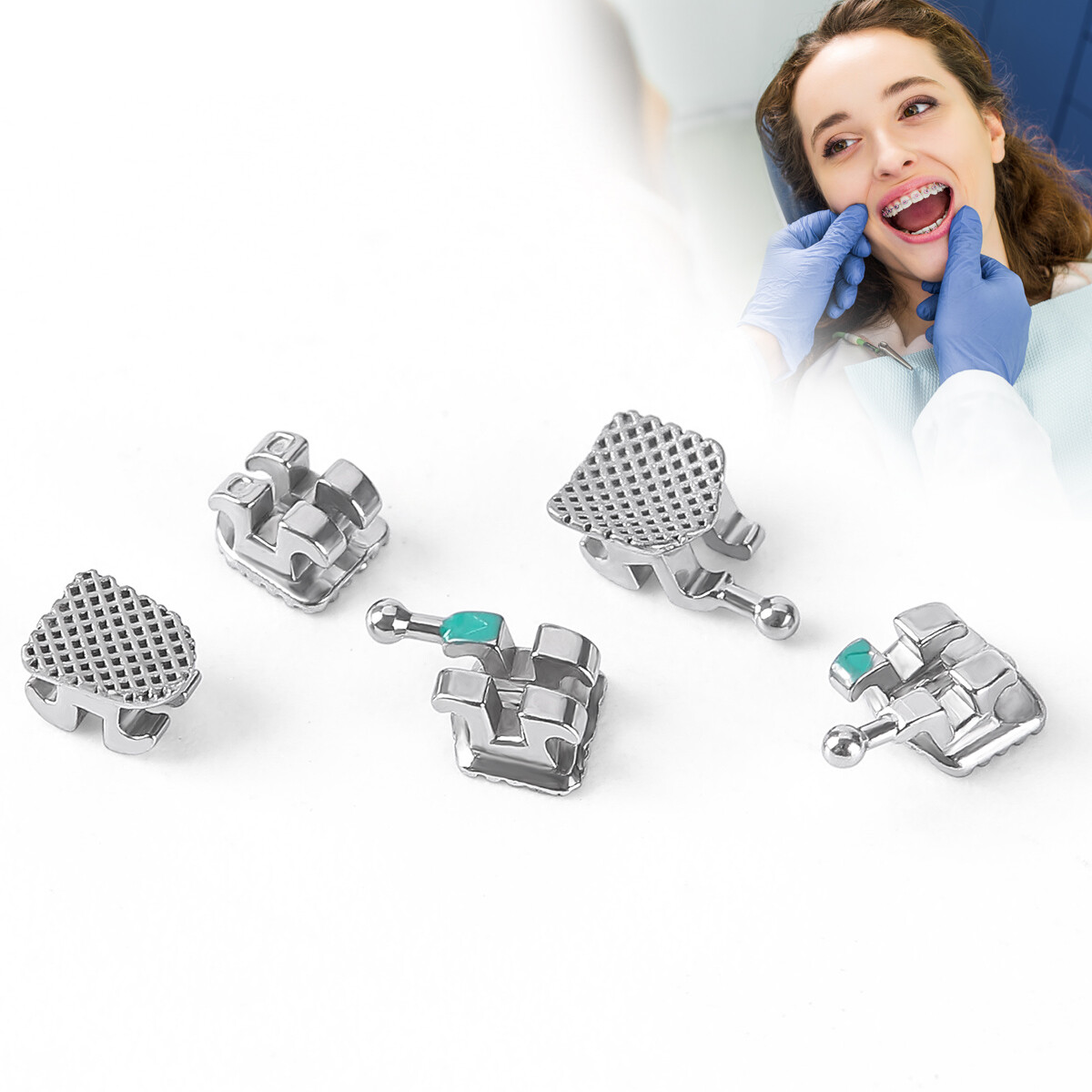 AZDENT Dental Orthodontic MIM Monoblock Brackets Braces Mini Roth/MBT Hooks 345